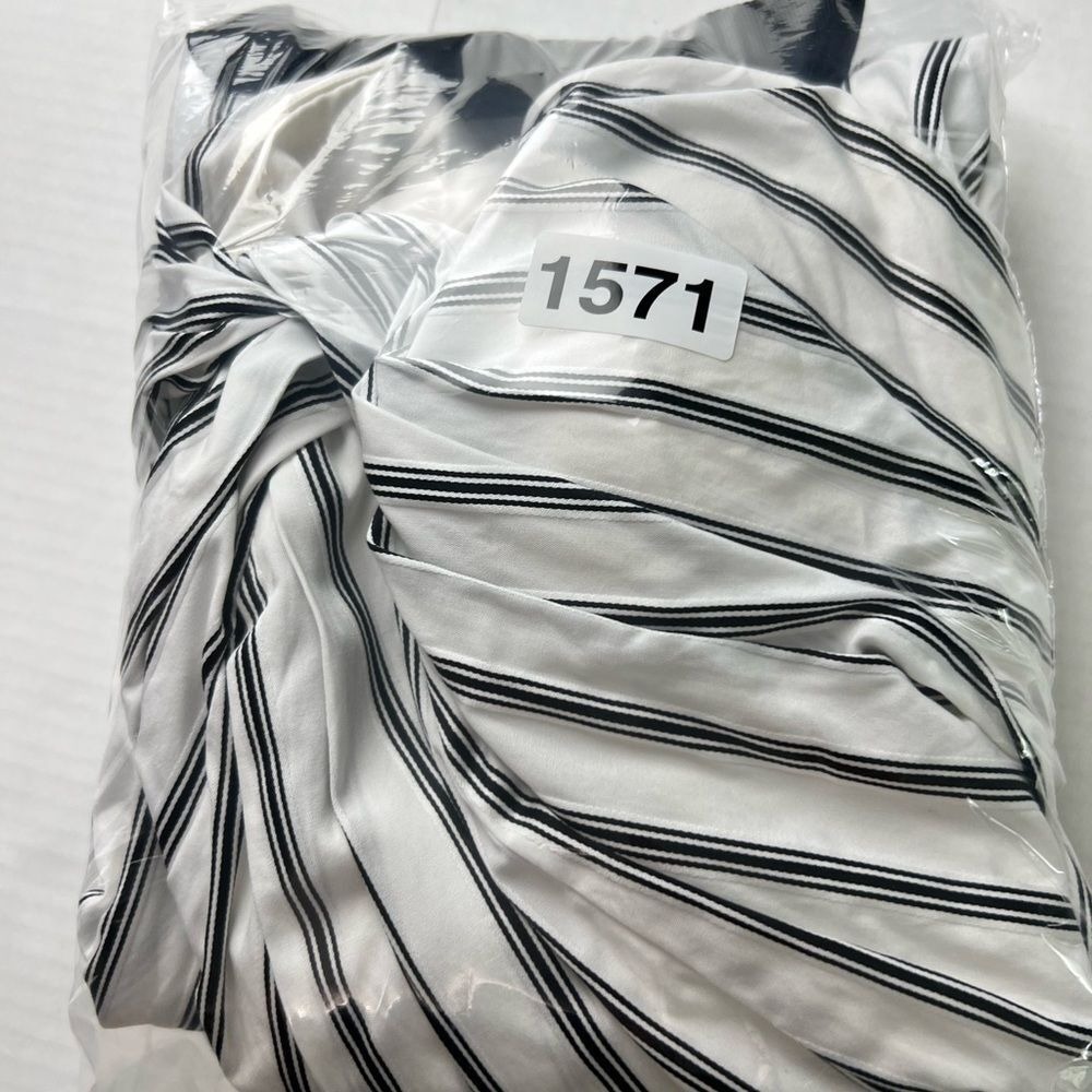 Jason Wu Striped Twisted Bodice Midi Dress White Black Size 4 - Picture 14 of 16